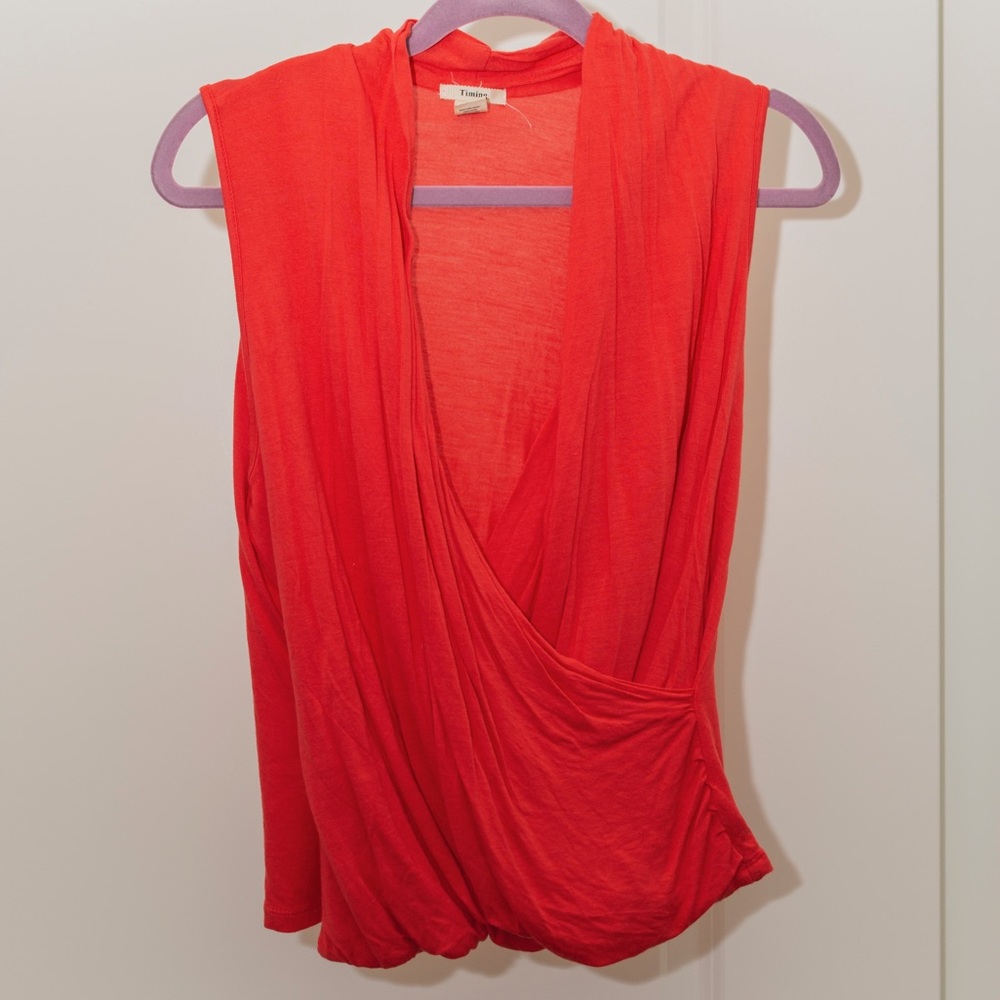 🍤Coral wrap blouse!